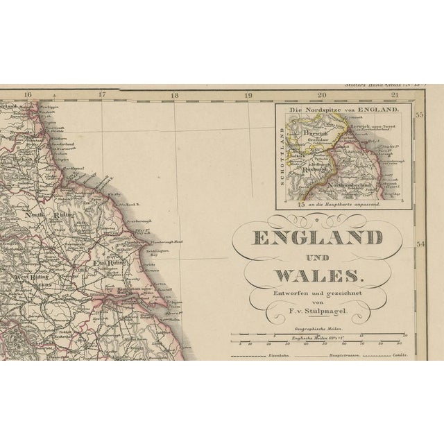 Black Antique Map of England and Wales with Rail Routes, 1857 For Sale - Image 8 of 10
