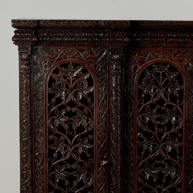 English Antique Anglo Indian Ornate Sideboard or Cabinet For Sale - Image 3 of 14