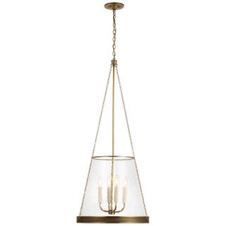 Marie Flanigan for Visual Comfort Signature Reese 20" Pendant in Soft Brass with Clear Restoration Glass For Sale