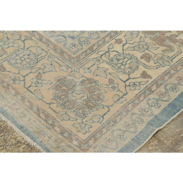 1920s Oversized Antique Persian Tabriz Rug With Sky Blue Floral Design - Rug & Kilim For Sale - Image 5 of 7