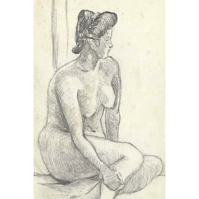 Drawing of a female nude by a Japanese artist. Some pages are signed by the artist Shirosu and dated, this one is...