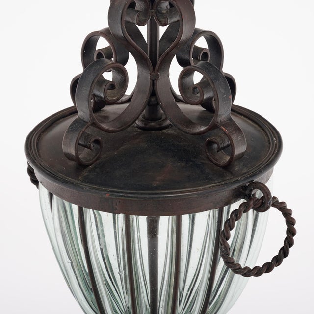Metal Art Nouveau Style Table Lamp, French, Glass, Iron, Vintage 1930s For Sale - Image 7 of 9