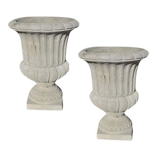 Two Large French Concrete Neoclassical Planters - a Pair For Sale