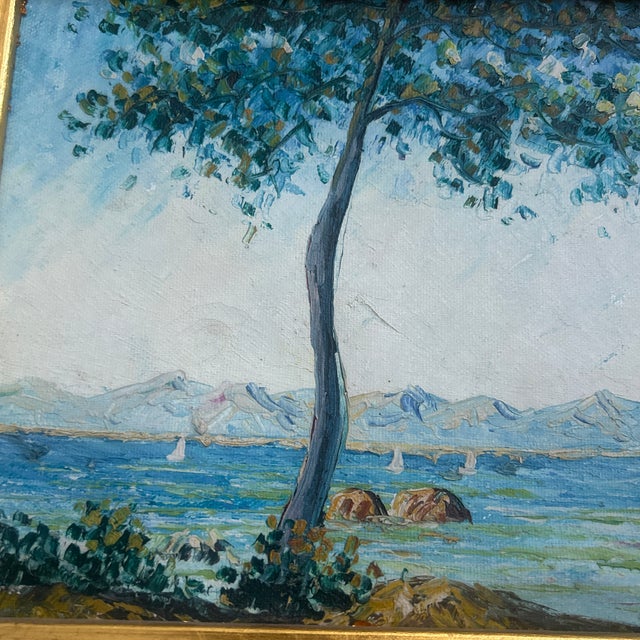 1980’s original impressionist seascape painting after Monet’s painting The Esterel Mountains. Measures 11.5x9.5 / 15x13...
