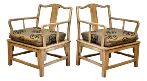 Vintage Drexel Heritage Chinese Chinoiserie Arm Club Chairs - A Pair