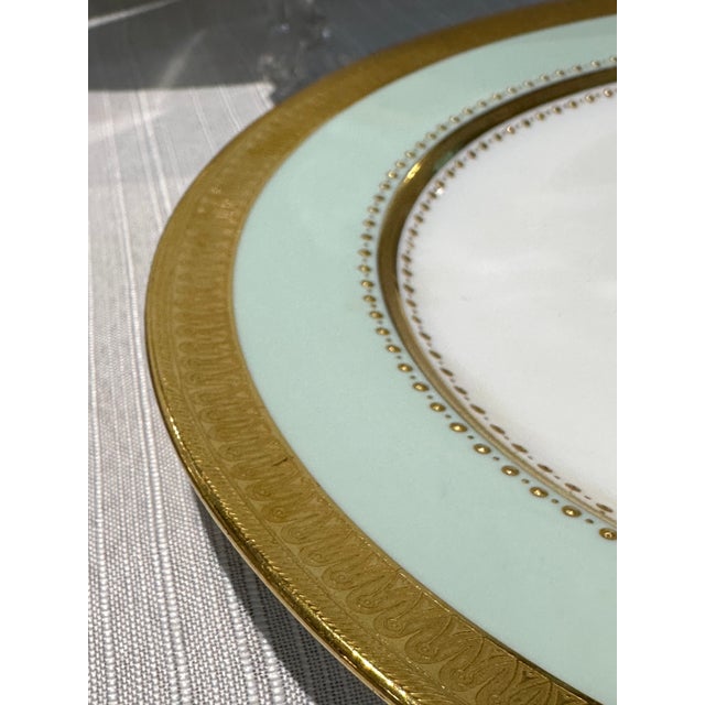 Antique Minton Porcelain Dinner Service | Mint Green Gold Gilt Monogram 1884 - 34 pcs For Sale - Image 13 of 16