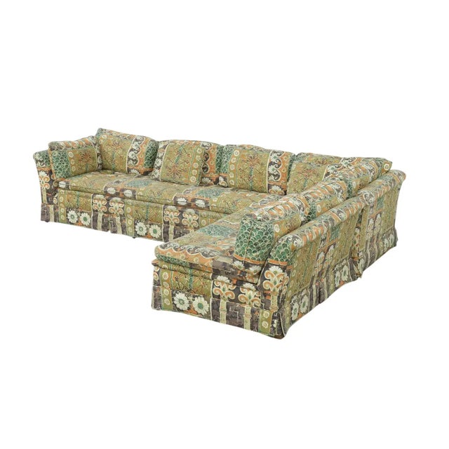 1970s Vintage Henredon 1970's Flowered Sectional Sofa For Sale - Image 5 of 11