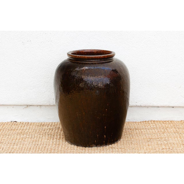 Rustic Monumental Antique Brown Spice Trader Vessel For Sale - Image 3 of 8