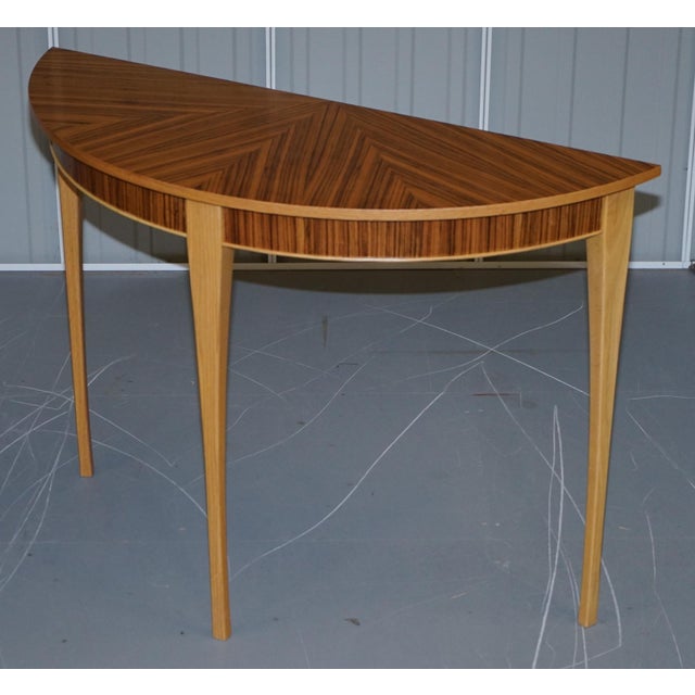 Zebrano Wood Demi-Lune Console Tables from Bevan Funnell, Set of 2 For Sale - Image 4 of 15