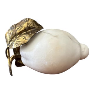 Vintage Italian Marble Lemon With Brass Leaves For Sale