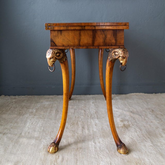 Giltwood Rams Head Hoofed Saber Leg Console Games Table For Sale - Image 10 of 18