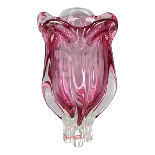 Mid-Century Pink Art Glass Vase attributed to Josef Hospodka, Czechoslovakia, 1960s For Sale