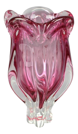 Mid-Century Pink Art Glass Vase attributed to Josef Hospodka, Czechoslovakia, 1960s