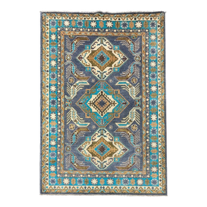 Hand-Knotted Kazak Rug 4'0" X 5'9"