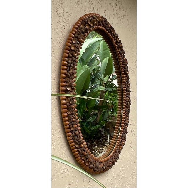 Glass One of a Kind Acorn Oval Wall Mirror by Joseph Malekan For Sale - Image 7 of 12