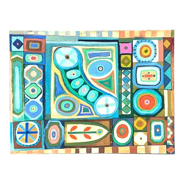 Vintage Original Abstract Oil Painting on Canvas For Sale