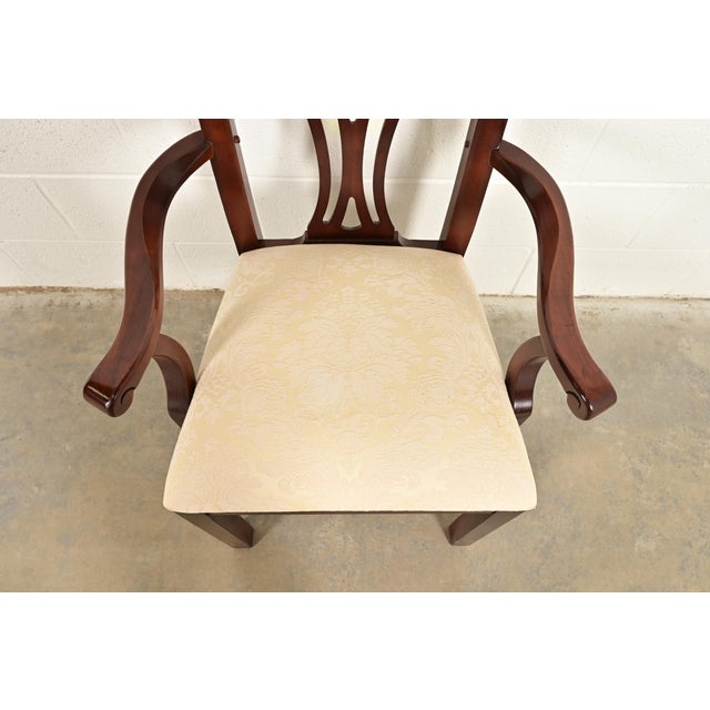 Brown Thomasville Georgian Carved Mahogany Dining Chairs, Set of Eight For Sale - Image 8 of 13