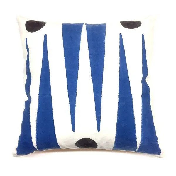 Contemporary Contemporary Trikon Blue Cotton Pillow For Sale - Image 3 of 3