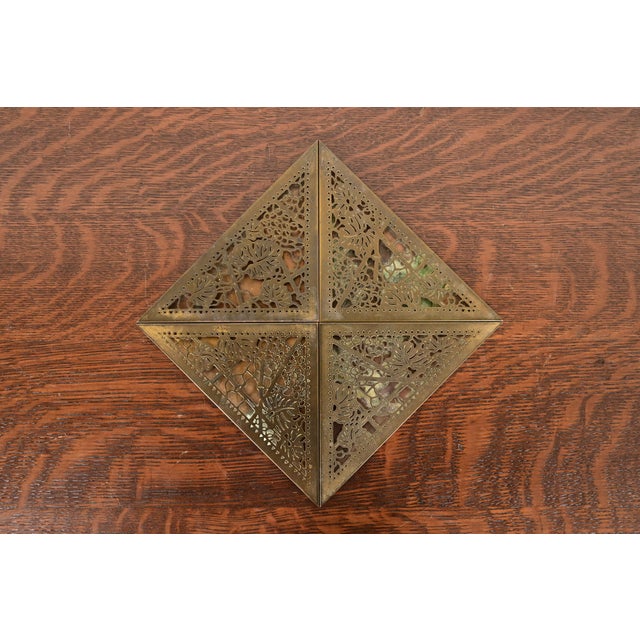 Tiffany Studios New York Grapevine Bronze Doré Blotter Corners With Leather Desk Blotter For Sale - Image 9 of 13