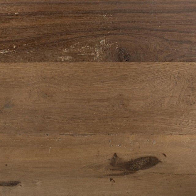 Brown Simple Rustic Salvaged Three-Drawer Console Table For Sale - Image 8 of 8