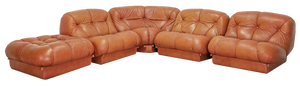 Modular Sofa in Leather, 1970s, Set of 5