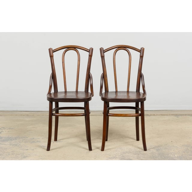 Sourced in Provence, this set of four French bentwood bistro chairs captures the quiet elegance of classic café seating....