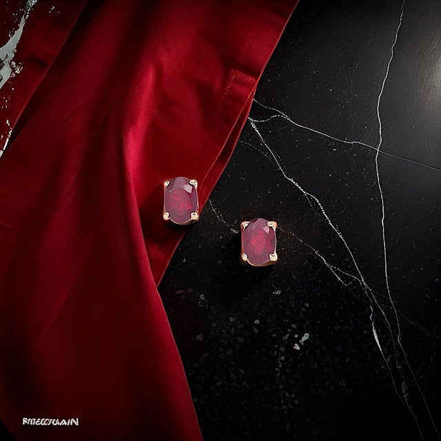 Natural Ruby Stud Earrings 14k Yellow Gold 2 TCW Certified For Sale - Image 12 of 13