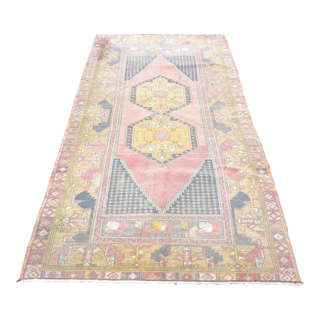 1960s Neutral Faded Turkish Rug For Sale