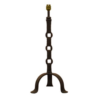 Brutalist Lamp Base in Wrought and Hammered Iron, France, 1920s For Sale
