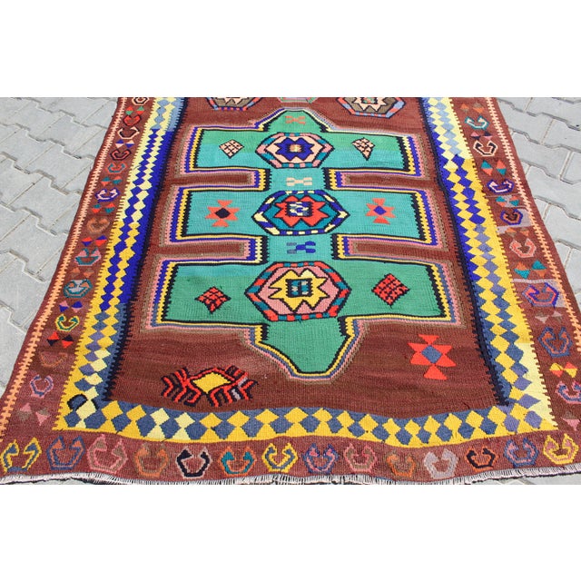 Vintage Turkish Anatolian Kilim Rug - 58"x126" For Sale - Image 4 of 12