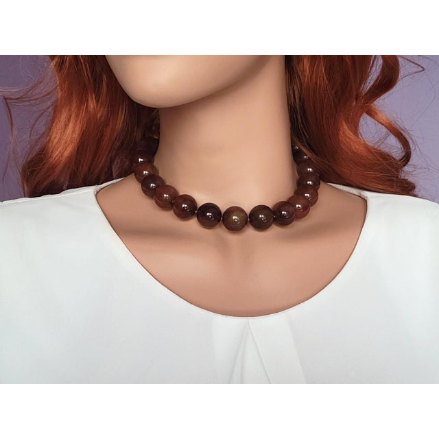 Early 21st Century Rare Red Rutilated Quartz Necklace, With Sterling Silver Red Quartz Clasp For Sale - Image 5 of 11