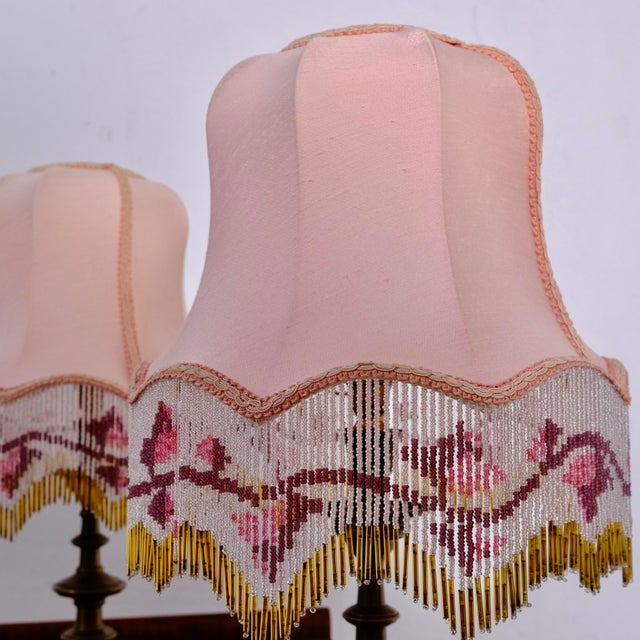 Pink Table Lamps with Beads, 1960s, Set of 2 For Sale - Image 8 of 18