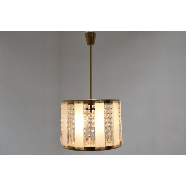 Gold Mid-Century Pendant Lamp from Jablonec Glassworks Novy Bydzov, 1970s For Sale - Image 8 of 11