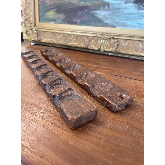 Likely Antique Dutch Carved Wood Molding Samples With Botanical Motifs, Set of Two From Kunsthandel De Luifel Hilversum. For Sale - Image 10 of 10