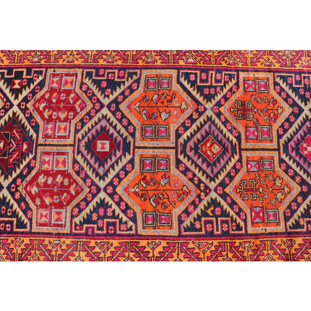 Antique Hand-Knotted Karajeh Gallery Rug in Wool With All-Over Geometric Design 4'4 X 12'8 For Sale - Image 10 of 12
