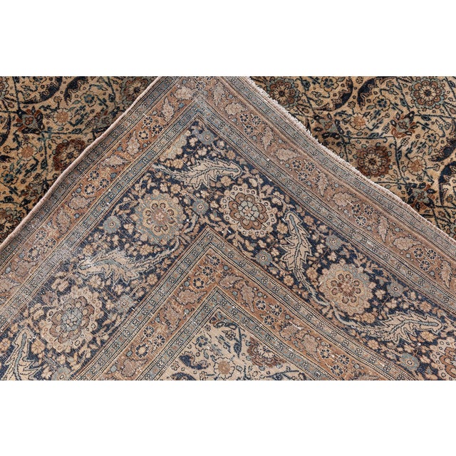 Authentic 19th Century Persian Tabriz Handmade Wool Carpet For Sale - Image 9 of 9