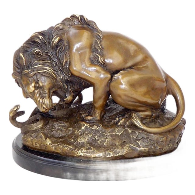 Art Deco Bronze Lion Sculpture For Sale