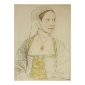 Vintage Female Portrait Drawing Copy of Holbein