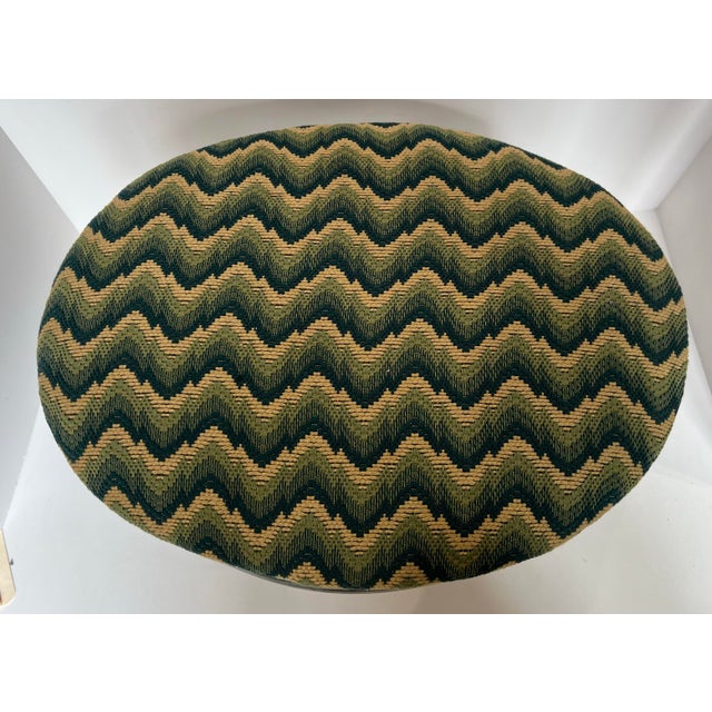 English Vintage Old World Weaver Upholstered Foot Stool For Sale - Image 3 of 5