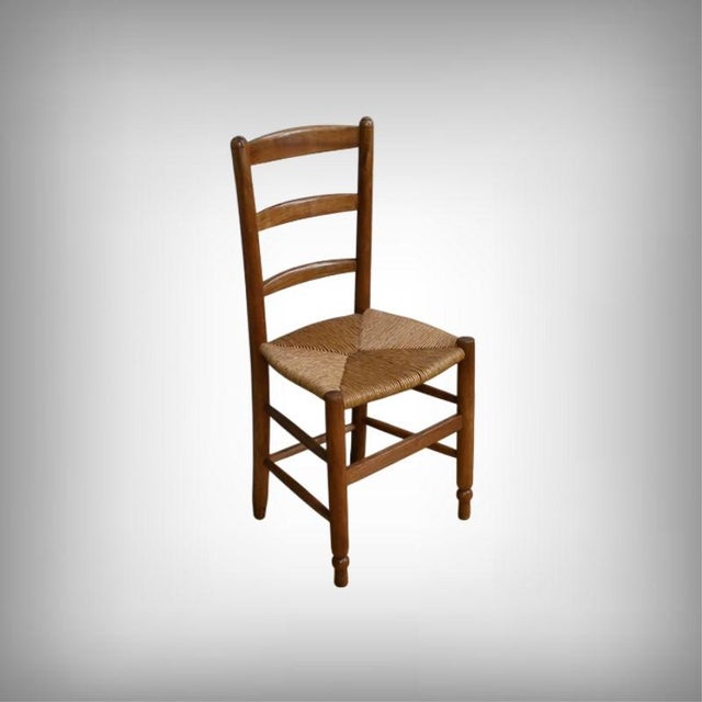 Cherrywood and Straw Chairs, Late 19th Century, Set of 4, in Restored conditions. Designed 1890 to 1919