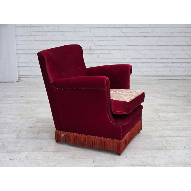 Vintage Danish Lounge Chair in Furniture Velour with Ash Wood Legs, 1970s For Sale - Image 18 of 18