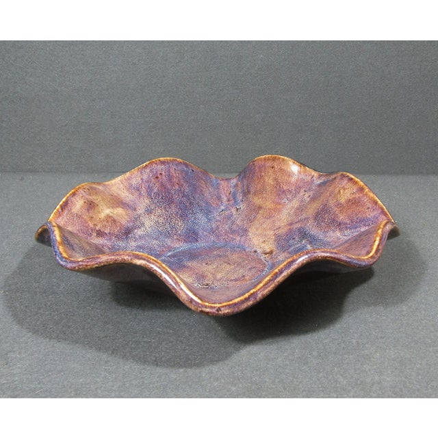 Signed Jw Hand-Built Studio Pottery Wavy Bowl For Sale In Austin - Image 6 of 8