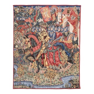 King Arthur and His Knights Loom Woven Tapestry - 130 X 106 Cm (4'3" X 3'6") - Requires Rod Size 3 For Sale