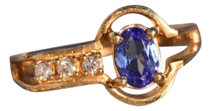 The 122nd Avenue: Modernist Tanzanite and Diamond Ring in Yellow Gold