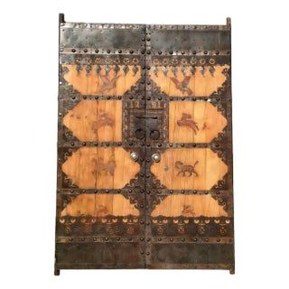 19th Century Pair of Chinese Wood Doors With Iron Accents For Sale
