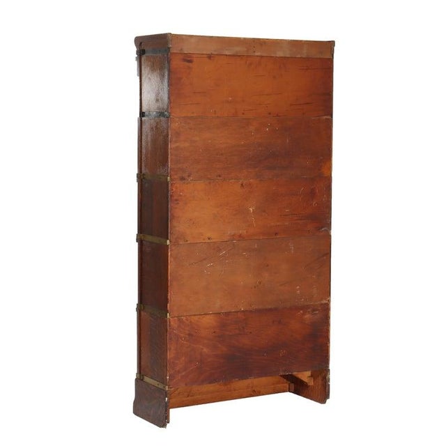 Brown Globe Wernicke Five Stack Barrister Bookcase With Leaded Glass C1920 For Sale - Image 8 of 11