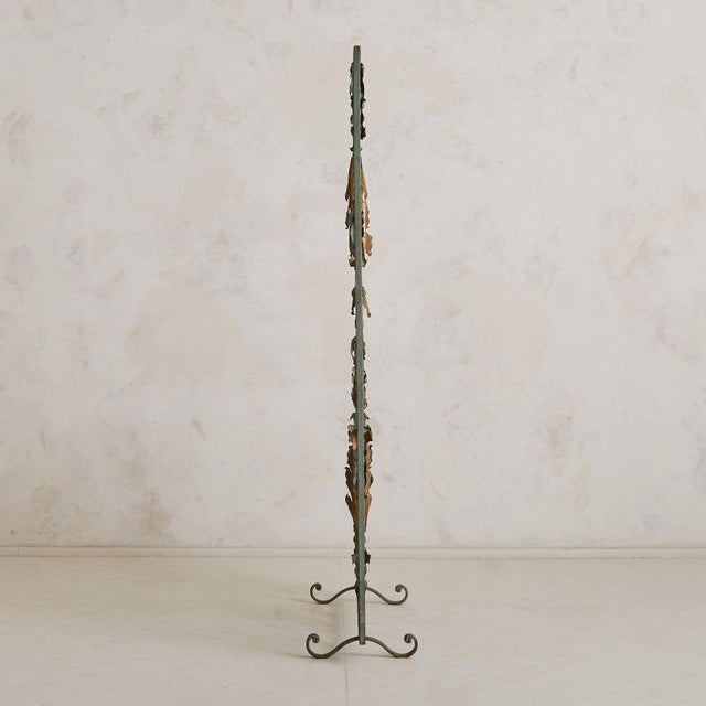 Pair of French Art Deco Verdigris Wrought Iron Screens or Room Dividers, 1940s For Sale - Image 4 of 8