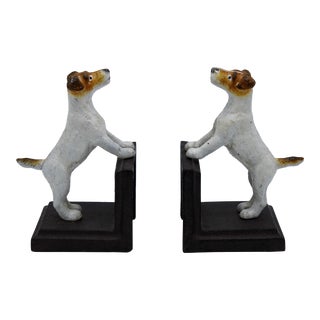 Cast Iron Fox Terrier Dog Bookends For Sale