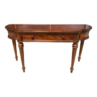 Banded Top Foyer Table With One Drawer and Fluted Legs For Sale