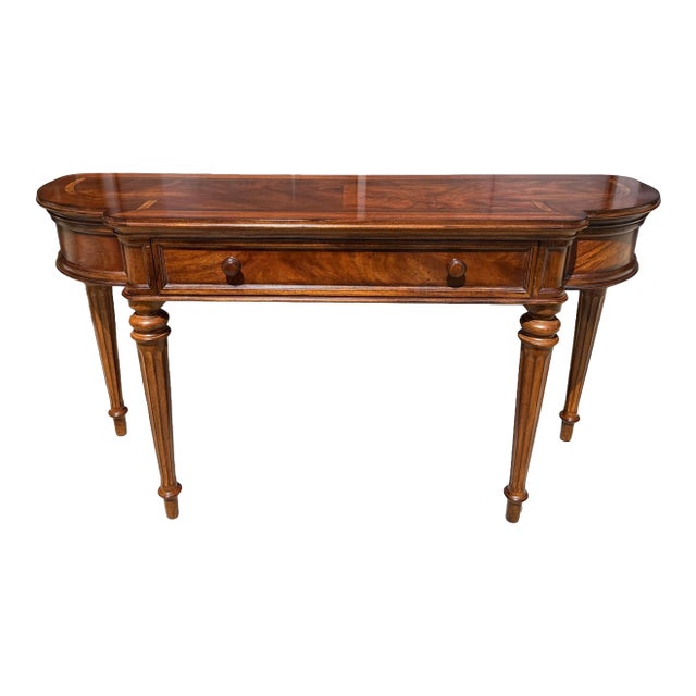 Banded Top Foyer Table With One Drawer and Fluted Legs For Sale